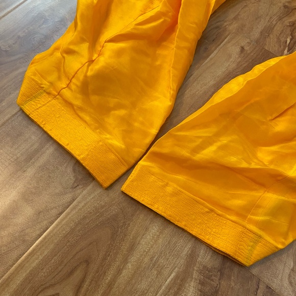 Three Piece Indian Mustard Yellow Folkari Jago Suit - Picture 9 of 11